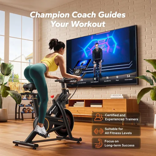 Miniatura 7 de Merach Magnetic Exercise Bike, Heavy Duty Stationary Bike with Automated Resistance, 300 350 Lbs Weight Capacity, Low Noise Indoor Workout Bike for
