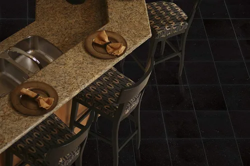 Miniatura 2 de Tenedos Azulejo de granito pulido de 18 x 18 pulgadas, galaxia negra, 1 pieza de 2.25 pies cuadrados de cobertura para suelo, pared, cocina, baño