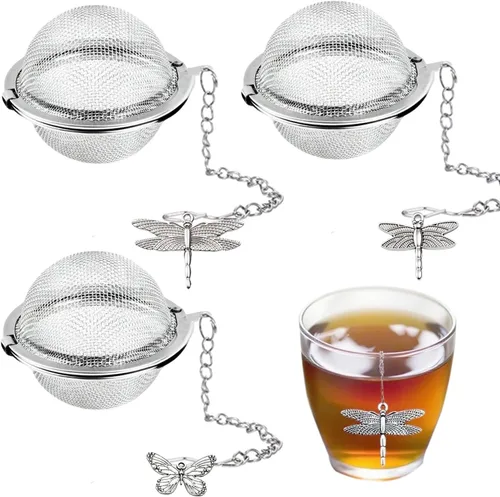 Miniatura 11 de Infusores de té para té suelto, 3 juegos de infusor de té de hojas sueltas, té más empinado, bola de acero inoxidable, filtros de filtro de té