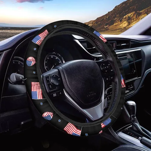 Miniatura 46 de Yewattles 250th Eagle and American Flag - Funda universal para volante de automóvil, para mujeres y hombres, 15 pulgadas de diámetro, poliéster