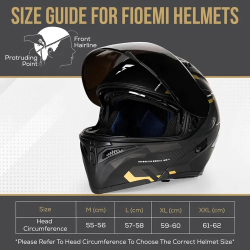 Miniatura 7 de Casco modular para motocicleta FIOEMI Negro Mediano Grande XL Visor extra tintado + Máscara de esquí Casco de cara completa con visera