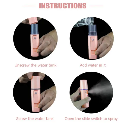 Miniatura 4 de Nano Facial Mister Humidificador de atomización hidratante de niebla fría vaporizador facial práctico pulverizador hidratante e hidratante para Rosa