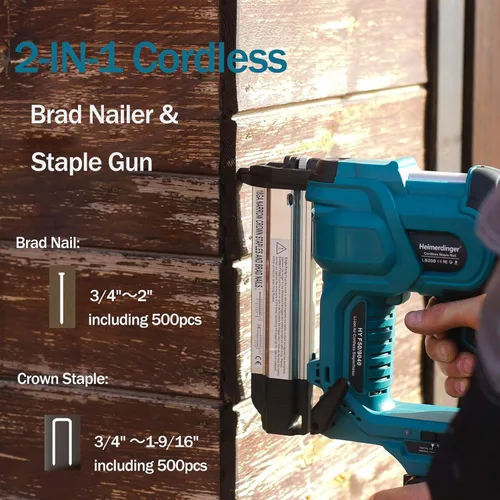 Miniatura 2 de Clavadora inalámbrica de clavos brad de 2 pulgadas compatible con batería Makita de 18V, pistola de clavos y grapas 2 en 1 18GA con 1000 clavos