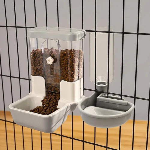Dispensador automático de agua para alimentos para mascotas, juego de botellas de agua para jaula de gravedad automática, estación de alimentación