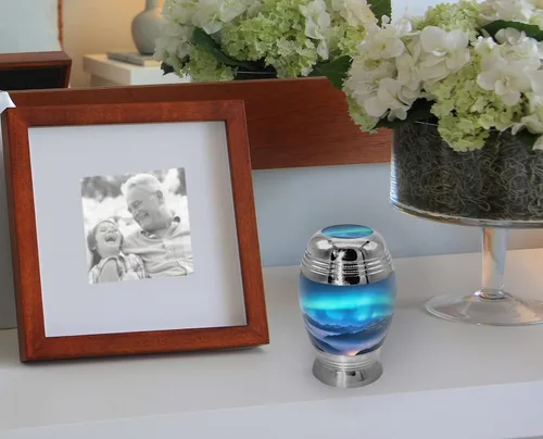 Miniatura 4 de Aurora Borealis Urna de cremación para cenizas para adultos, hombres y mujeres, Urnas de cremación personalizadas para cenizas humanas, urnas