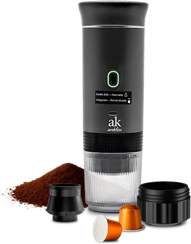 Miniatura 10 de Cafetera portátil 3 en 1 – Máquina de café espresso eléctrica para viajes – Compatible con café molido, cápsulas NS y DG – Cafetera de espresso
