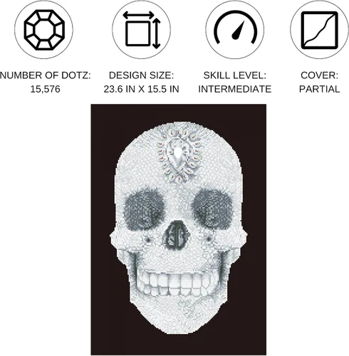 Miniatura 2 de DIAMOND DOTZ Kits de pintura de diamantes de calavera de cristal para adultos, kits de arte de diamantes, un kit de manualidades creativo relajante