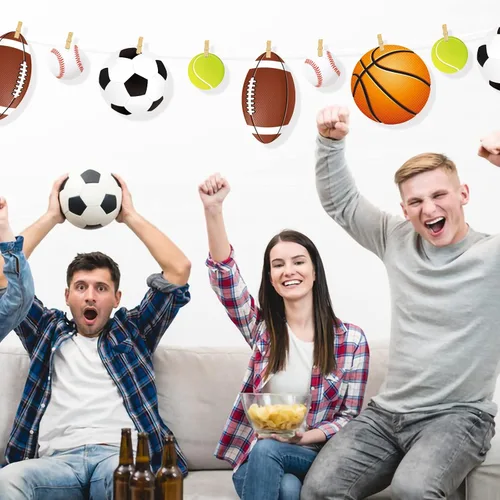 Miniatura 3 de Paquete de 39 recortes deportivos – Tablón de anuncios recortado para fiestas, decoración de aula, recortes de juegos de fútbol con puntos