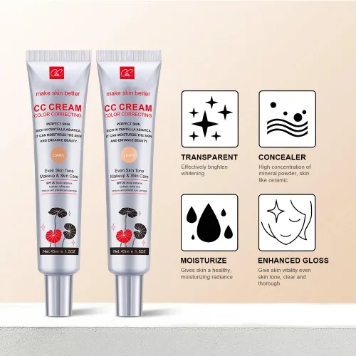 Miniatura 3 de Crema CC de Corrección de Color con SPF 25, Base Ligera de Cobertura, Suero Hidratante, Maquillaje para Tono de Piel Parejo y Cuidado de la Piel