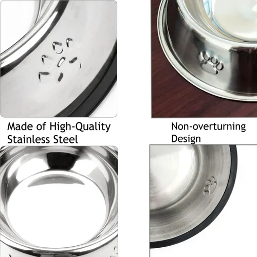 Miniatura 3 de YUDANSI 2 cuencos de acero inoxidable para perros, platos de alimentación para perros, cuencos de comida con base de goma, comedero para mascotas