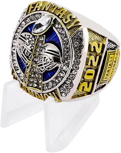 Miniatura 2 de Anillo de fútbol de fantasía 2022 Anillo de campeonato FFL pesado Trofeo de premio chapado en oro plateado para el ganador de la Liga de Fútbol