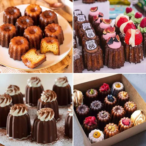 Miniatura 3 de Sidosir Molde de silicona para canele pequeño, 15 cavidades, mini molde antiadherente de silicona para hornear panecillos, moldes antiadherentes