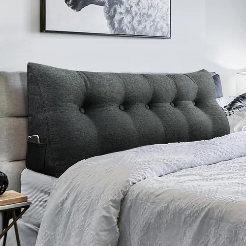 Miniatura 13 de Almohada de Cabecero de Cuña Tamaño Queen Grande Almohada de Bolster para Cama Triángulo Almohada de Lectura Almohada de Apoyo de Espalda
