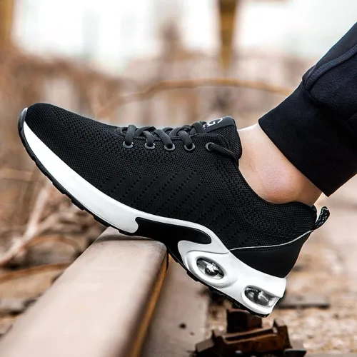 Miniatura 3 de Tinefiy Steel Toe Shoes Men Women Lightweight Air Cushion Safety Sneakers Slip Resistant Work Sneakers Safety Toe Tennis Shoes Indestructible Shoe
