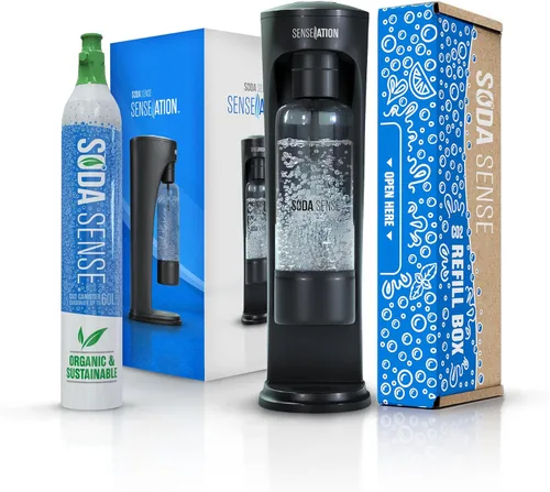 SENSEation Máquina de Soda Gadgets de Cocina, Nuevos Artículos Esenciales para el Hogar - Juego de Máquina de Agua con Gas con 1 Cartucho de CO2