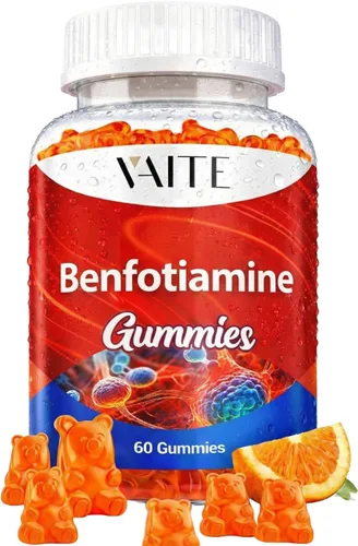 Gomitas de benfotiamina de 320 mg con suplemento de L-leucina de 45 mg: complejo esencial de vitamina B1 para hombres y mujeres, sin OMG, veganas y