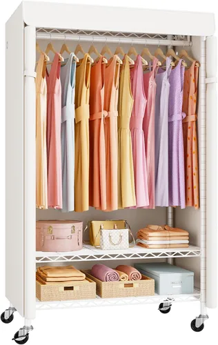 Miniatura 10 de ULIFHOME P6C Plus - Perchero Rodante con Cubierta, Perchero Cubierto Resistente, Armario Portátil para Colgar Ropa, Perchero con Ruedas, Perchero