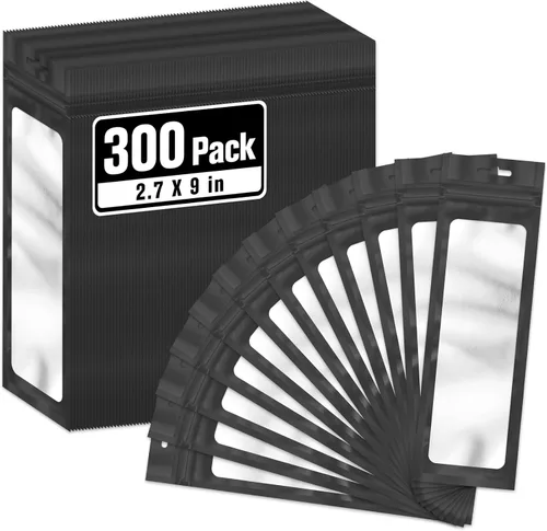 Miniatura 29 de ANZNKU 300 bolsas para bolígrafos, bolsas de Mylar resellables multicolor de 2.7 x 9 pulgadas, bolsas de embalaje con ventana transparente