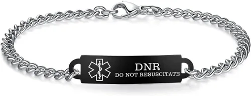 Miniatura 140 de Pulseras de identificación de alerta médica de 6.5 "-8.5" para mujeres, pulseras de emergencia médica de acero inoxidable, grabado gratuito