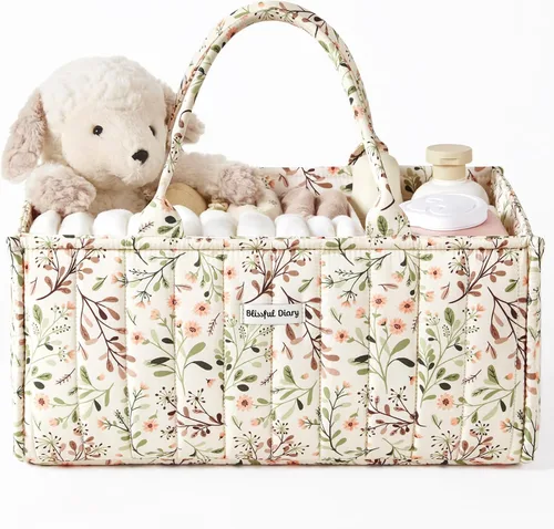 Miniatura 14 de Blissful Diary Organizador de Caddy de Pañales para Bebé, elegante cesta de almacenamiento para artículos esenciales para recién nacidos y estación
