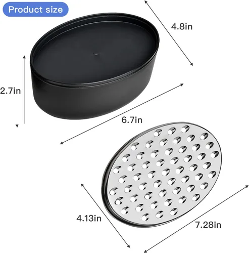 Miniatura 2 de Rallador de queso redondo compacto negro con recipiente de almacenamiento de alimentos y molinillo de tapa para parmesano duro, jengibre, verduras
