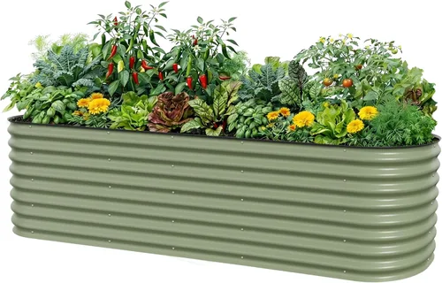 Miniatura 16 de Vego Garden Kits de cama de jardín elevada de 26" extra alta, caja de maceta elevada modular 4 en 1 para verduras, flores, frutas, cama de jardín