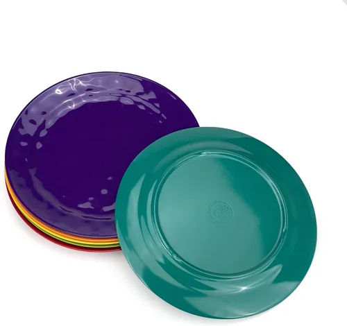 Miniatura 6 de Juego de 6 platos redondos de melamina 100% melamina de 10 pulgadas, platos de ensalada de melamina para fiestas en casa, resistentes a la rotura