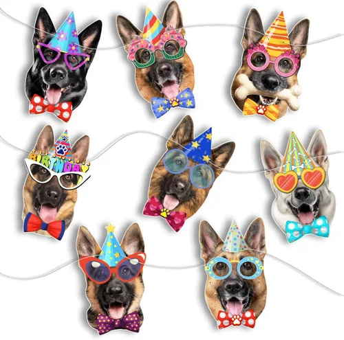 Miniatura 17 de Guirnalda de cumpleaños para perro Boston Terrier, pancarta de cumpleaños con caras fotográficas de Boston Terrier, decoración divertida de fiesta