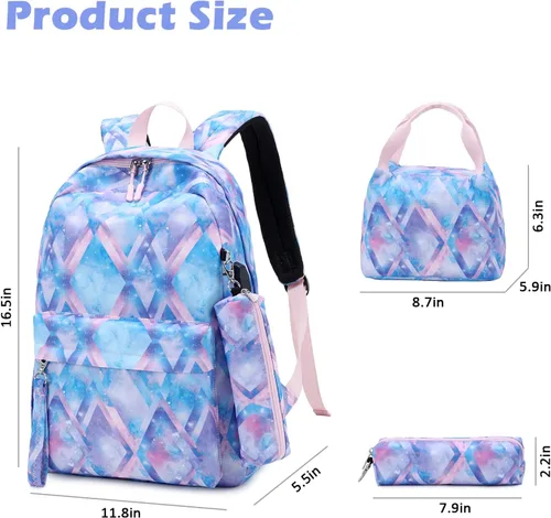 Miniatura 3 de Mochila escolar 3 en 1, Azul Tie dye, Mochila escolar