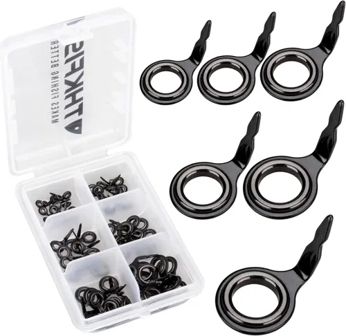 THKFISH Guías de caña de pescar Kit de reparación de caña de pescar Baitcasting/Spinning Rod Guías Cerámica Acero Inoxidable Guía de Carbono