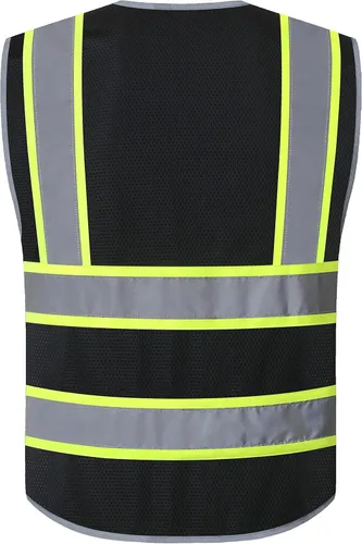 Miniatura 5 de JKSafety - Chaleco de malla de alta visibilidad con 10 bolsillos, color neón, cremallera frontal para hombres y mujeres, utilidad de seguridad