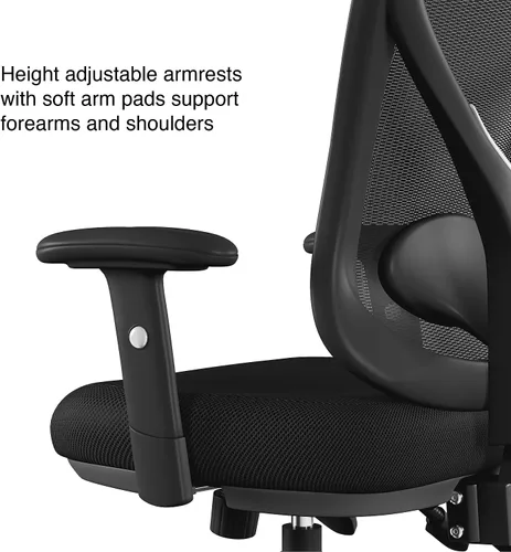 Miniatura 3 de STAPLES Silla de trabajo ergonómica, malla, negro, paquete de 2