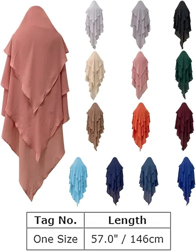 Miniatura 2 de Mujeres musulmanas largas Khimar Ramadán Eid Oración Ropa Hijab Bufanda Wrap 3 Capa Abaya Jilbab Islam Niqab Hijab