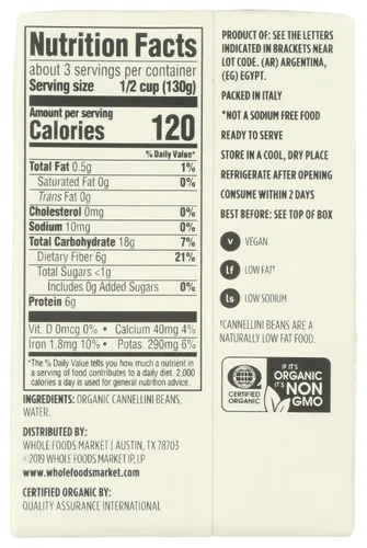 Miniatura 2 de 365 by Whole Foods Market, Frijoles Cannellini orgánicos sin sal, 13.4 onzas