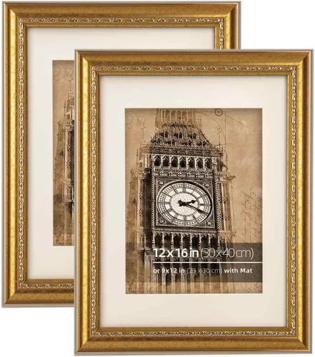 Miniatura 16 de 2 Pack de Marcos de Fotos 5x7 Desgastados en Verde con Acentos Plateados, Estilo Clásico y Ornamentado, Con Alfombrilla para Fotos de 3.5x5.5