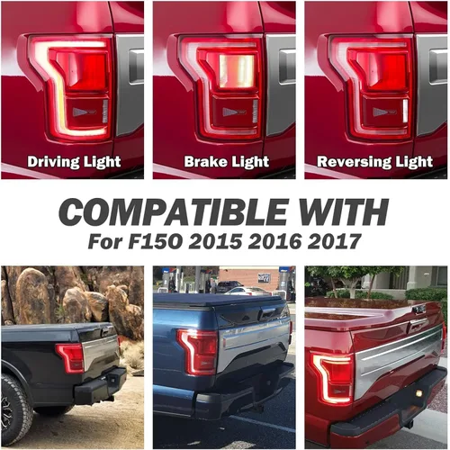 Miniatura 3 de Conjunto de luz trasera LED compatible con Ford F150 Raptor Lariat Limited Platinum King Ranch 2015 2016 2017 Lado izquierdo del conductor Luz Con