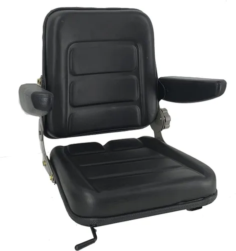 Asiento universal de tractor de PVC, asiento de cortacésped ajustable, asiento plegable que incluye reposabrazos e interruptor de asiento, 15.4 x 15