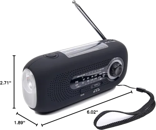 Miniatura 10 de Radio meteorológica Hank Crank, radio meteorológica NOAA, radio AM FM, radio de emergencia impermeable con linterna LED y cargador de teléfono