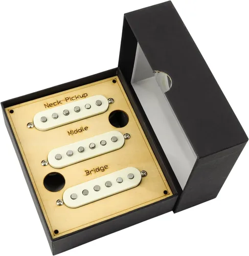 Alnico - Juego de 5 pastillas de guitarra, SSS Single Coil Pickups Guitar Neck/Middle/Bridge Pickup Cream para Strat Squier guitarra eléctrica
