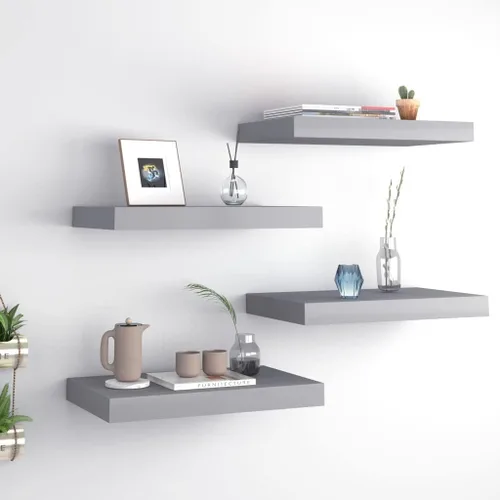 Miniatura 65 de Estantes flotantes de pared, juego de 4 estantes decorativos para montar en la pared, estante colgante con soportes invisibles para decoración