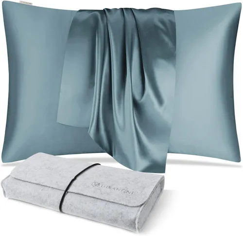 Miniatura 39 de DISANGNI Funda de almohada de seda de morera 100% natural para cabello y piel con cremallera oculta, 22 momme ambos lados