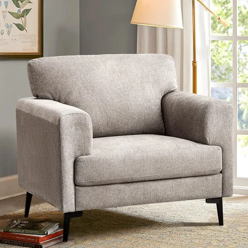 Miniatura 18 de CDCASA - Sillón Accent, juego de sillas modernas de mediados de siglo de tela de lino extragrande, cómodo sillón tapizado para lectura, juego