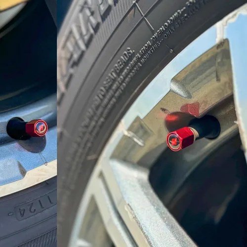 Miniatura 3 de TACTILIAN Tapones de vástago de válvula de neumático rojos para válvula de neumático Dodge, paquete de 4 Tapones de válvula de neumático