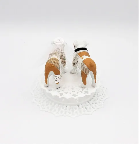 Miniatura 4 de Decoración para pastel de boda de novia y novio de Bulldog Inglés