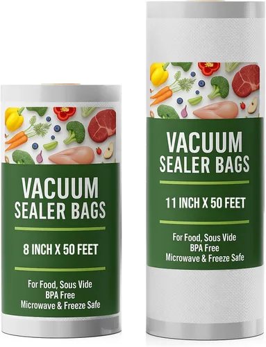 Miniatura 10 de Houseables Bolsas selladoras al vacío para alimentos, bolsas de sellado al vacío, rollos ahorradores de alimentos de 11 pulgadas, 50 pies, paquete