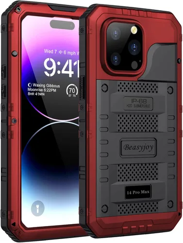 Miniatura 21 de Beasyjoy Funda impermeable para iPhone 14 Pro Max, funda de metal resistente con protector de pantalla integrado, protección de cuerpo completo
