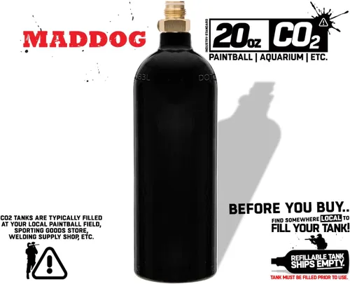 Miniatura 7 de Maddog 20 Oz Refillable Aluminum CO2 Paintball Tank - Aquarium Bottle - Ships Empty
