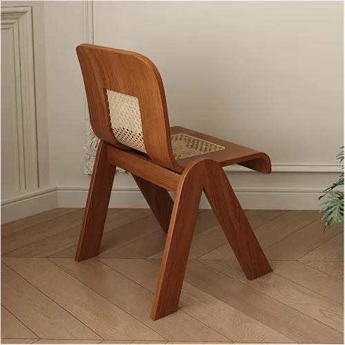 Miniatura 6 de sillas de comedor Silla de comedor de madera maciza Ratán Respaldo del hogar Sub Pequeño Sala de estar Balcón Cocina moderna