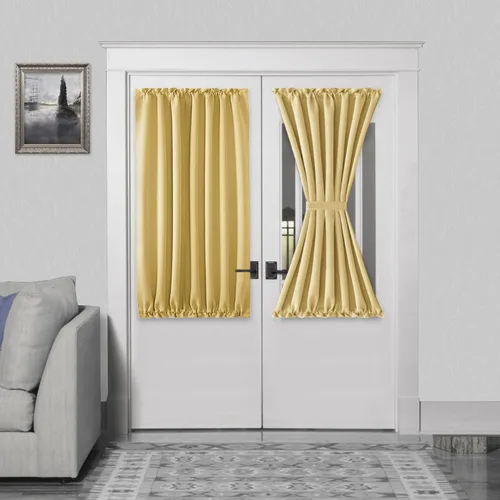 Miniatura 120 de DWCN Cortinas para puerta francesa: cortina térmica con bolsillo para barra para puertas con ventana de vidrio, puertas de cocina y patio