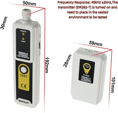 Miniatura 5 de allsun Detector ultrasónico de fugas de vacío para HVAC y automoción, buscador de transmisor de presión, monitor de fugas de gas de aire de 40 KHz